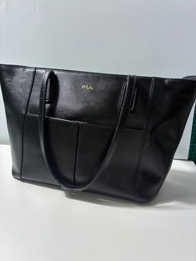 Ralph Lauren Black Leather Tote Bag R•L•L